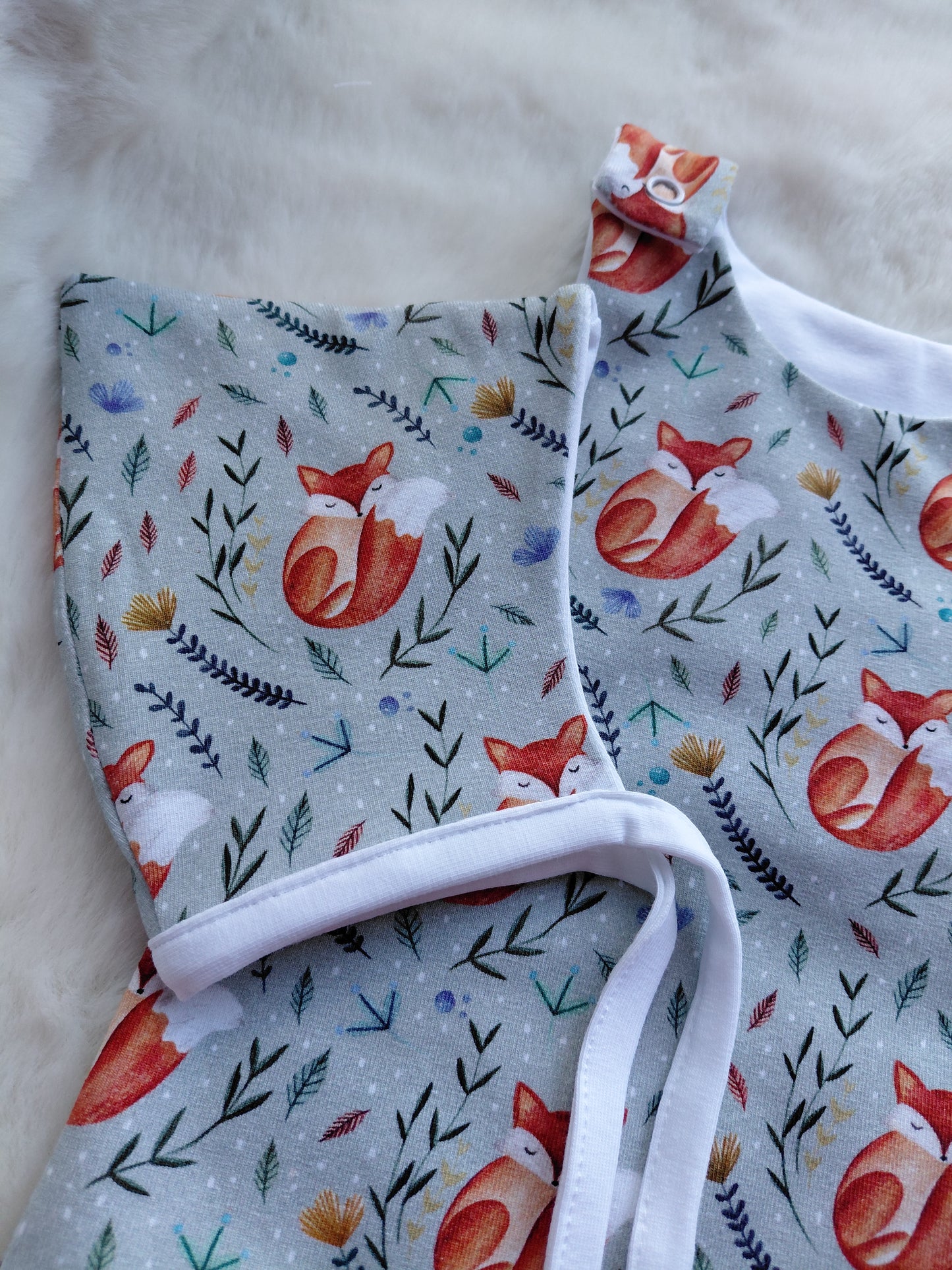 16-17 inch Sleeping fox  Hareem Romper & pixie bonnet