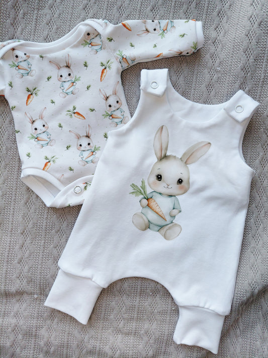 14-15inch Bunny Hareem Romper and Bodysuit set.