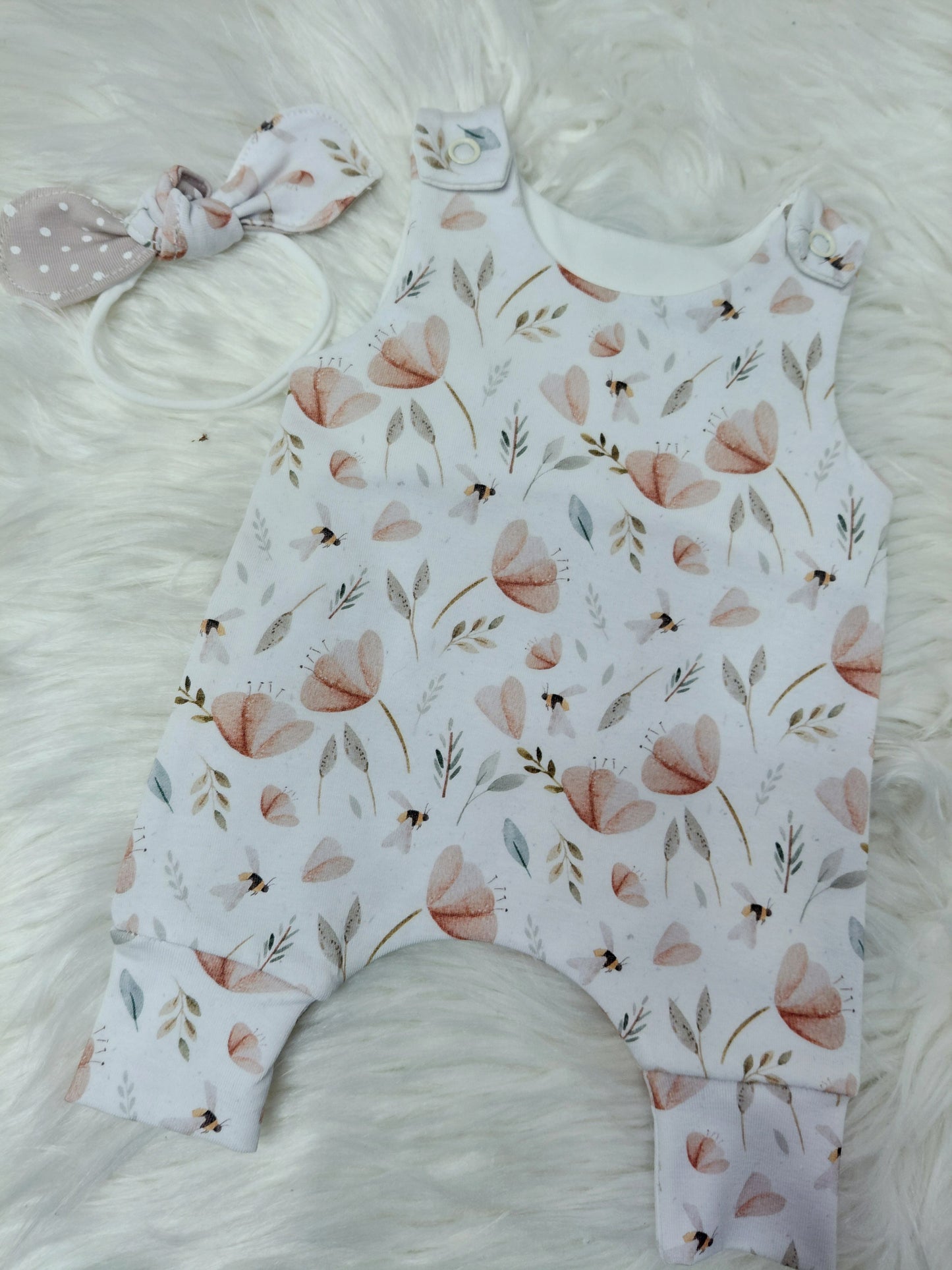 14-15inch Faded poppies Hareem Romper and headband