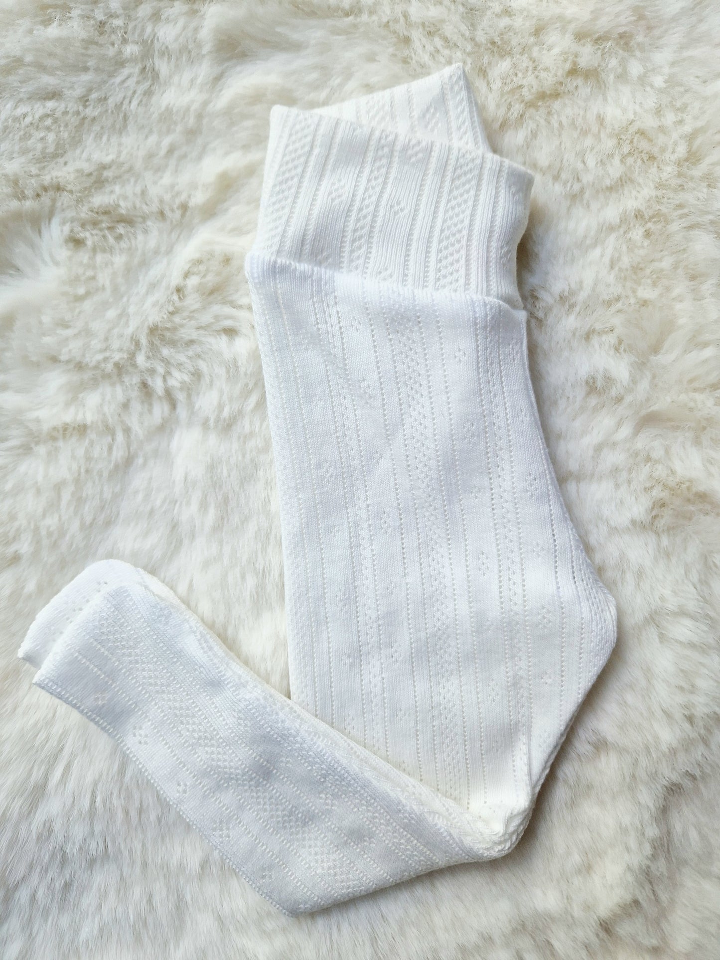 18-20inch tights cream ribbed jersey