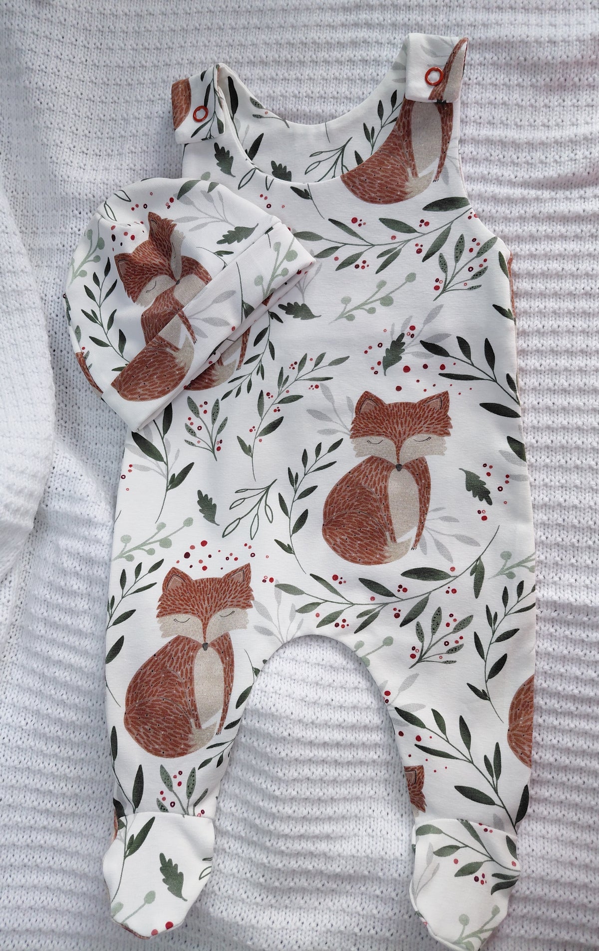 18-19inch Preemie Foxy footed Romper set