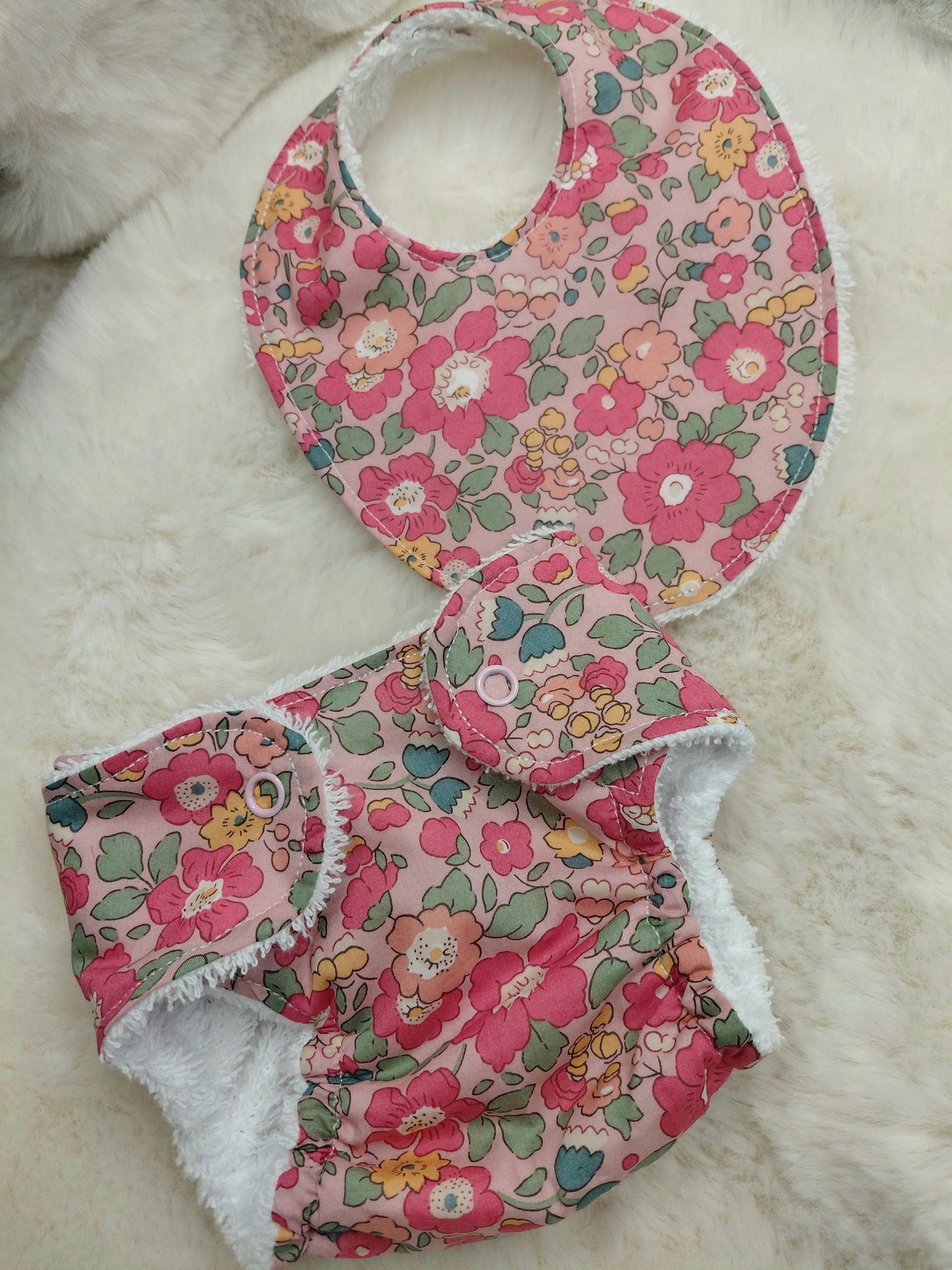 Luxury Liberty floral nappy set- Medium 16-17inch