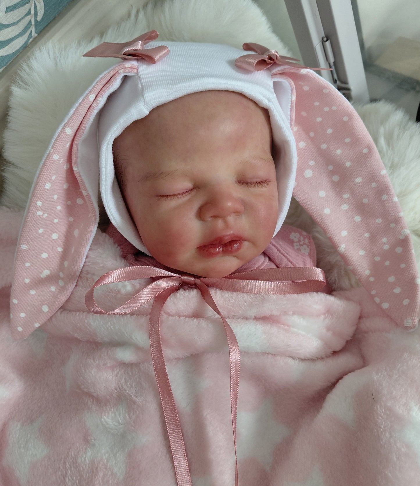 16-17 inch Bunny Hareem Romper & bonnet