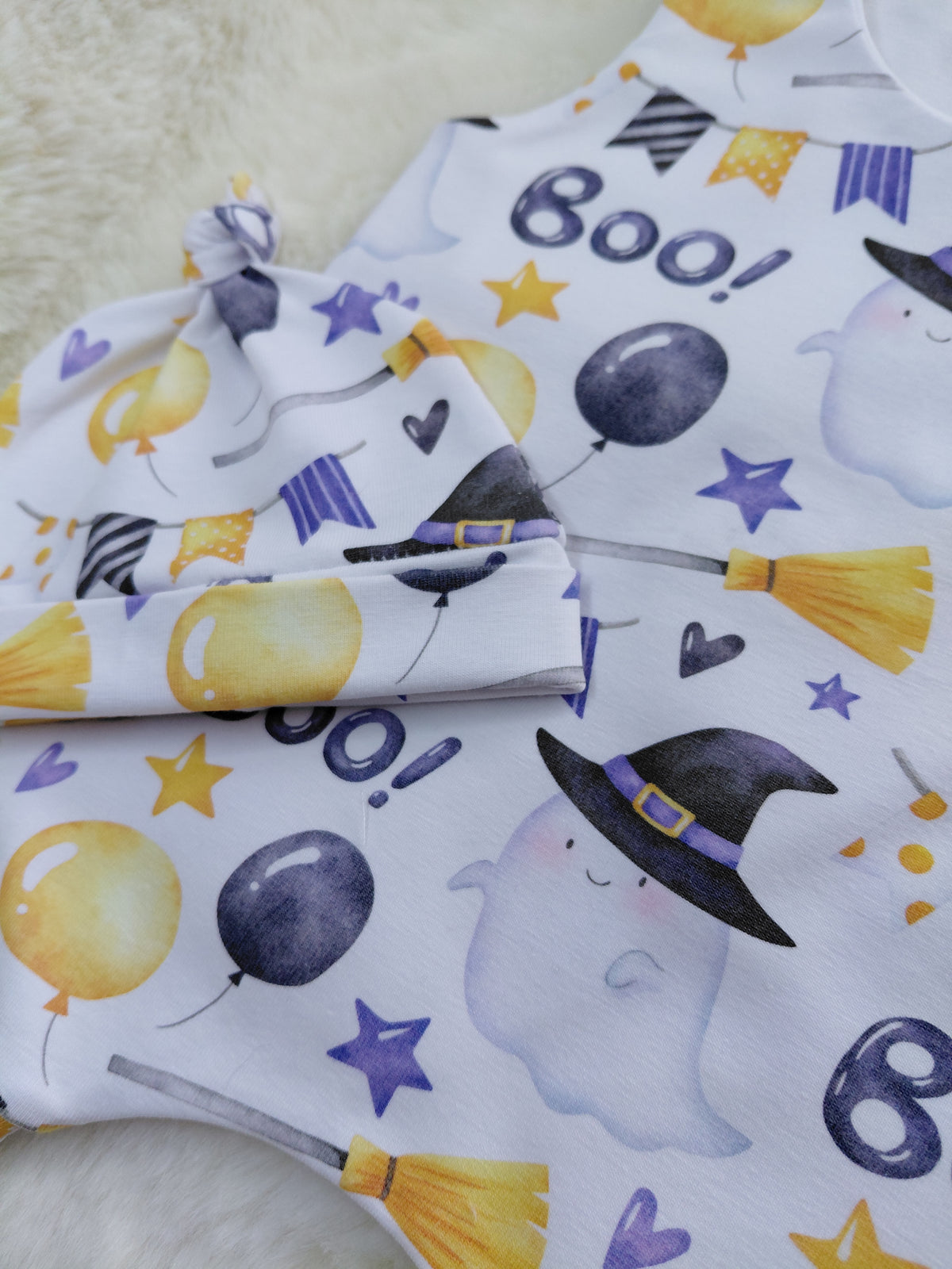 16-17inch Boo Ghost romper & beanie