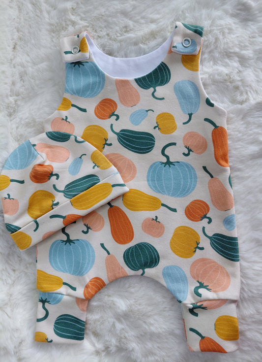 16-17inch pumpkins romper & hat