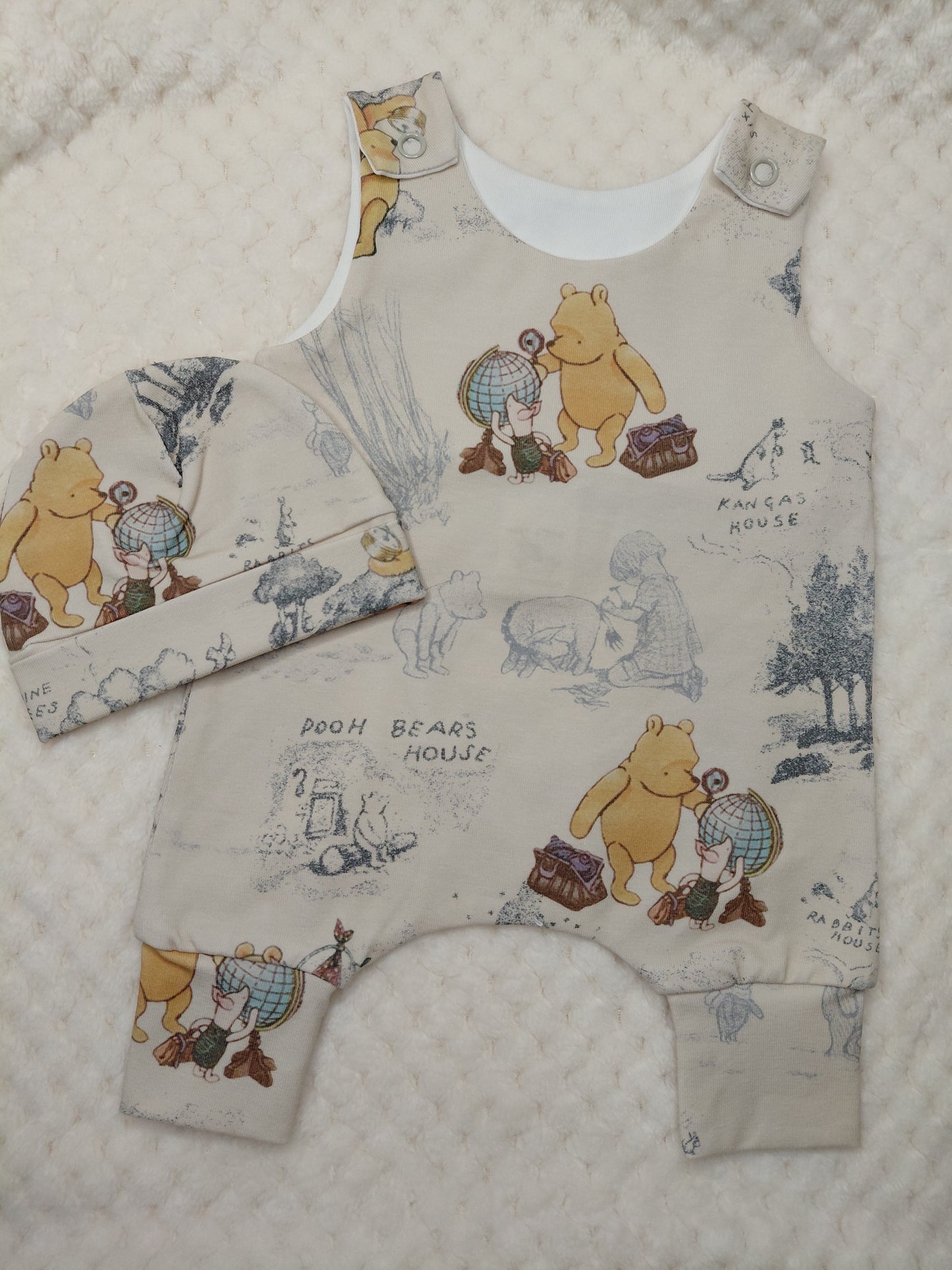 16-17 inch Pooh bear hareem Romper & hat