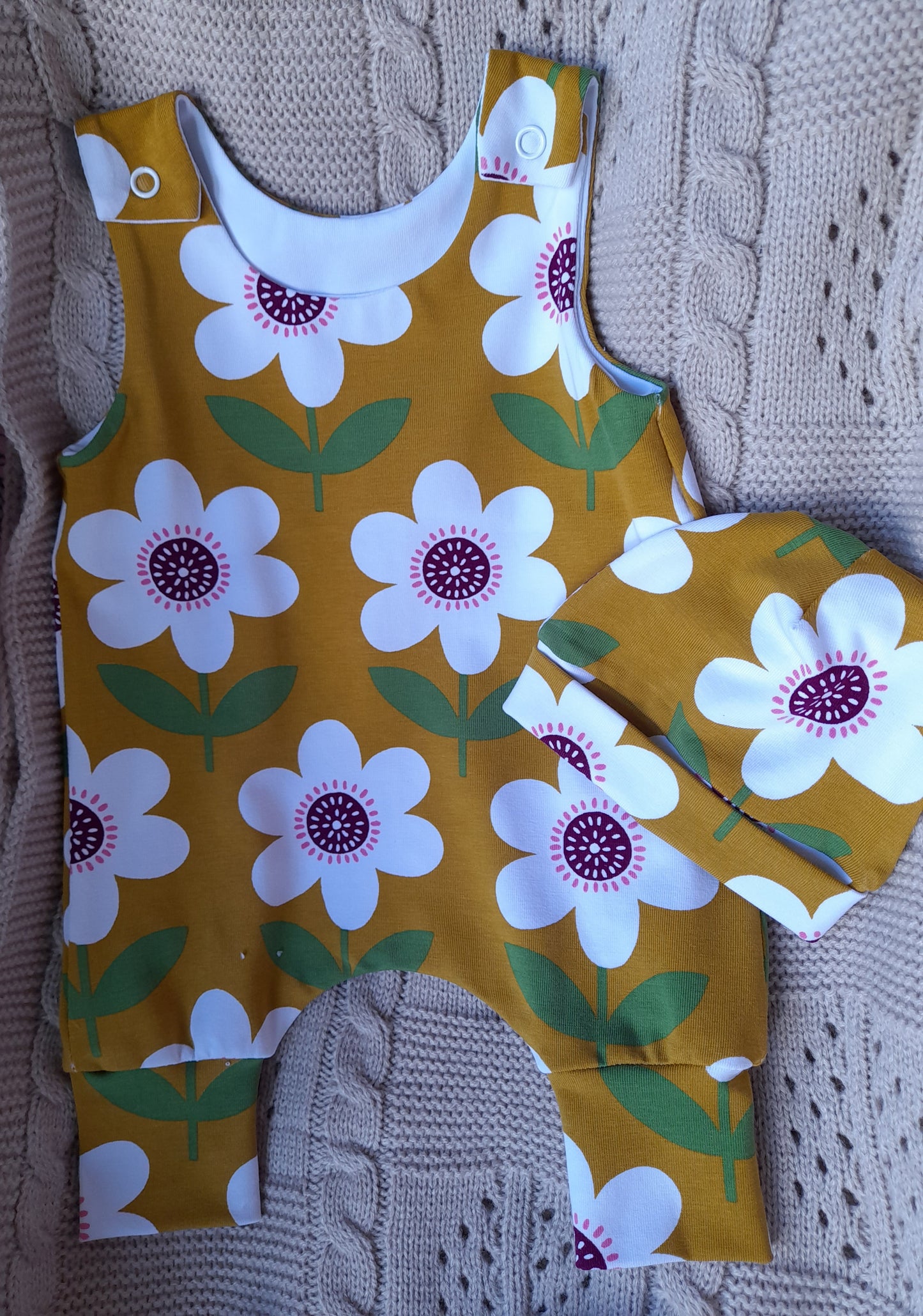 18-19inch Preemie floral Hareem Romper and hat