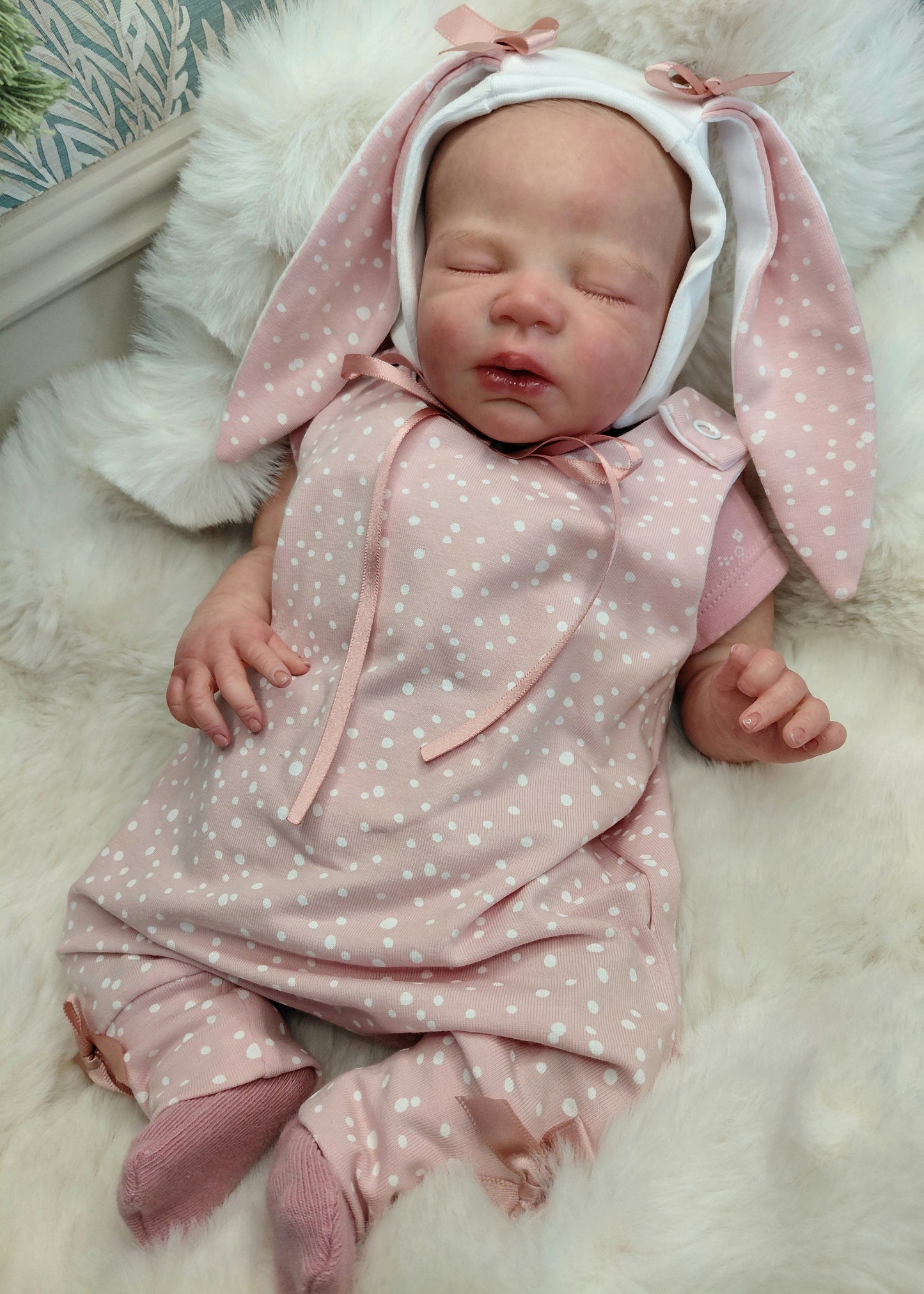 16-17 inch Bunny Hareem Romper & bonnet