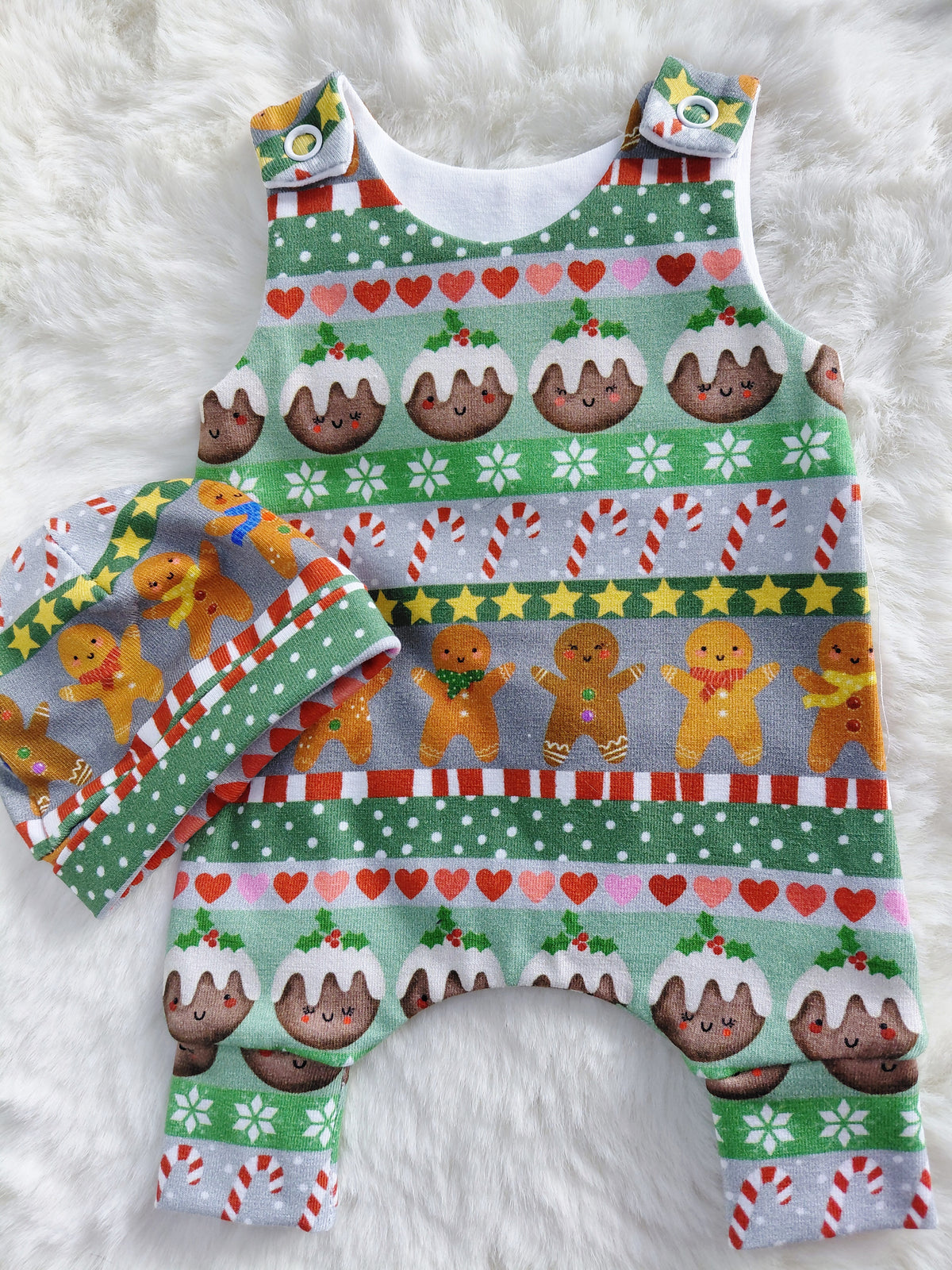 12-13inch Christmas fairyle hareem Romper & hat set