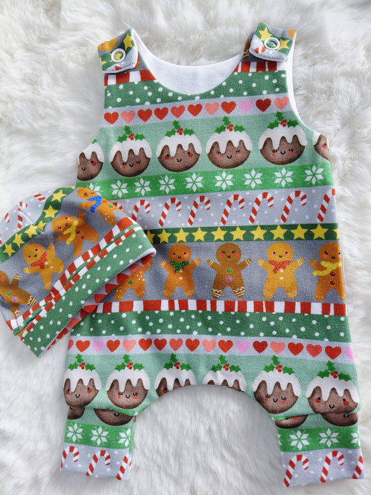 12-13inch Christmas fairyle hareem Romper & hat set