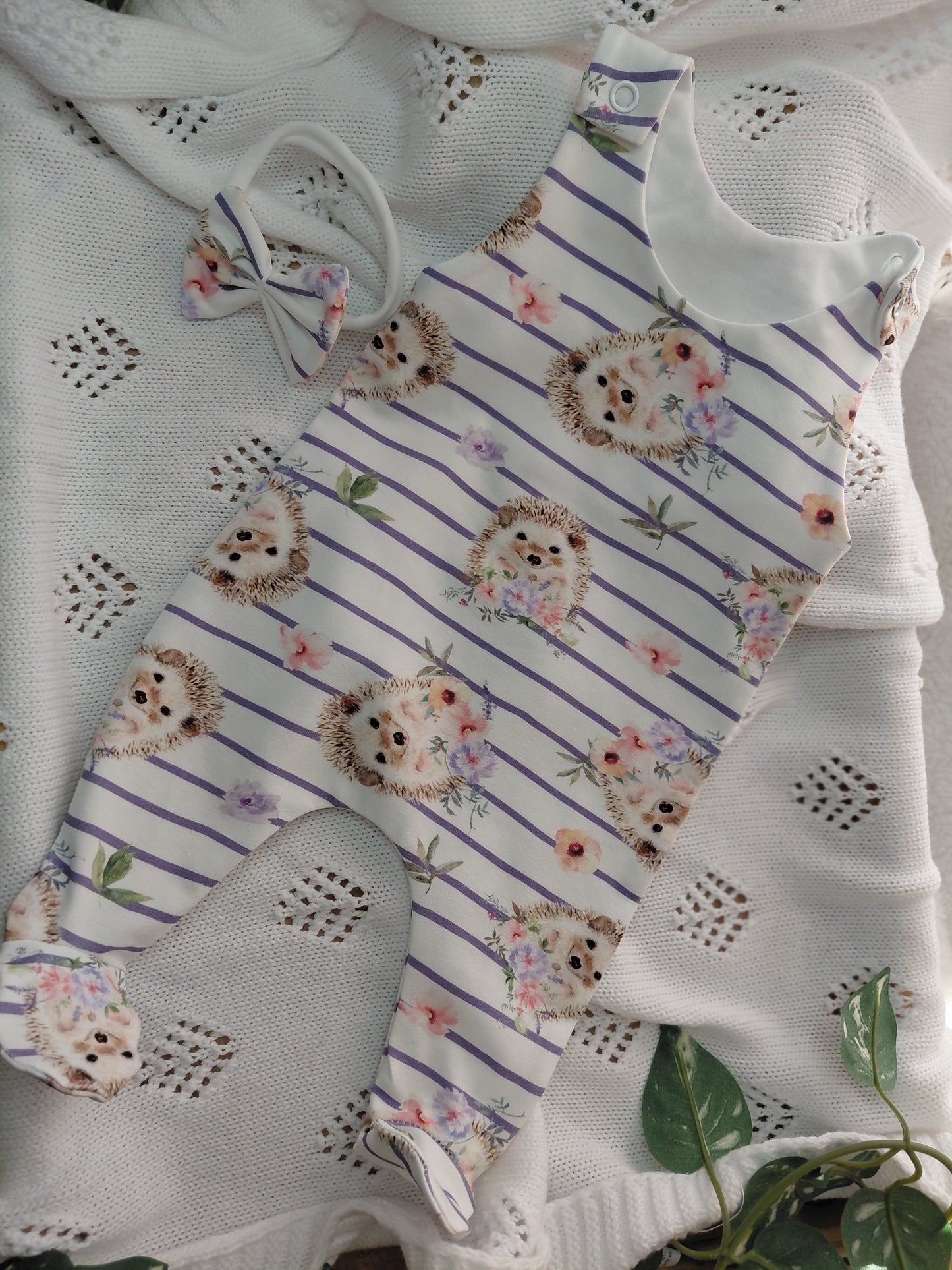 16-17inch Footed Romper & hairbow