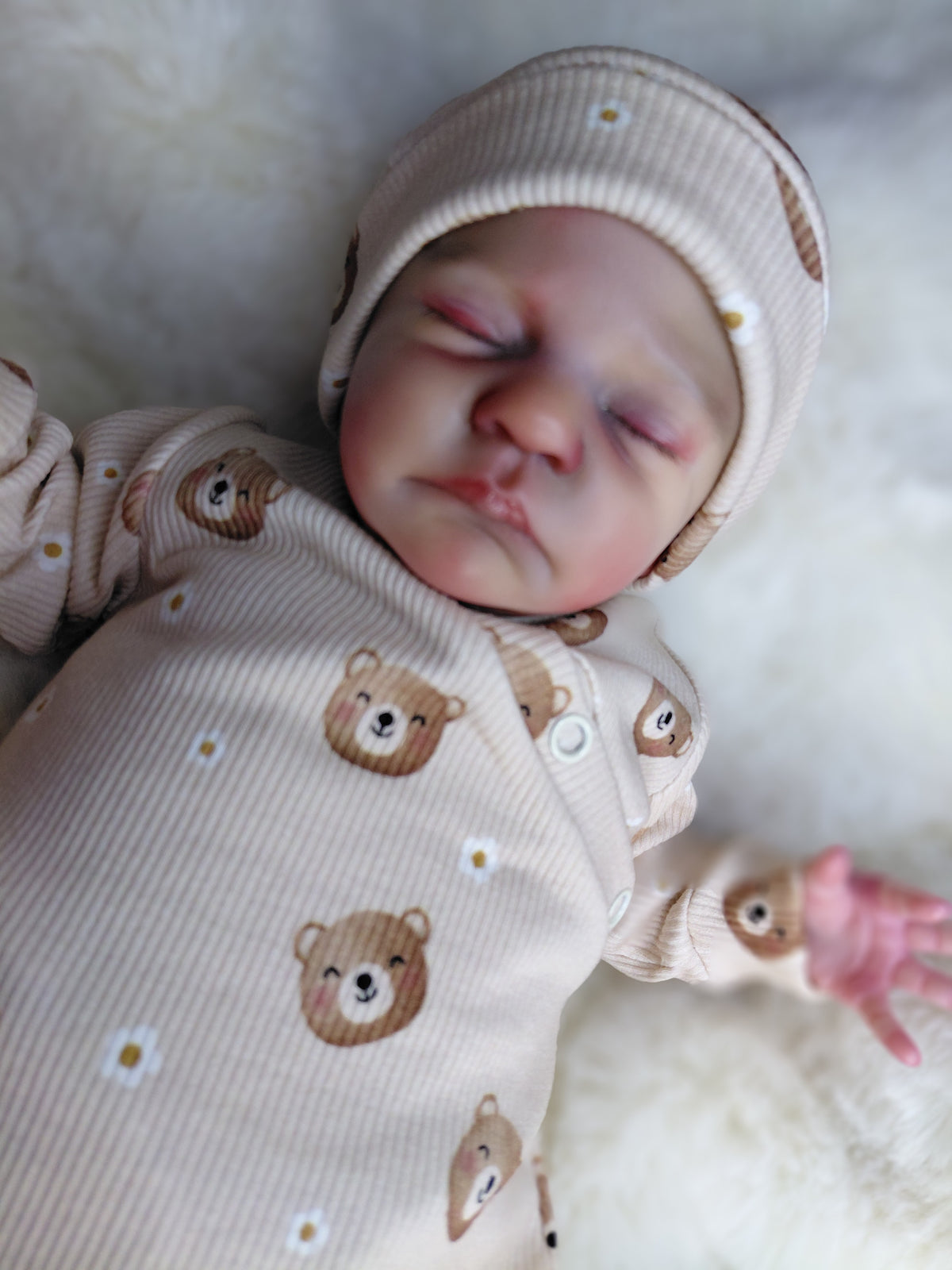 16-17inch Teddy & flowers Crossover sleepsuit & hat