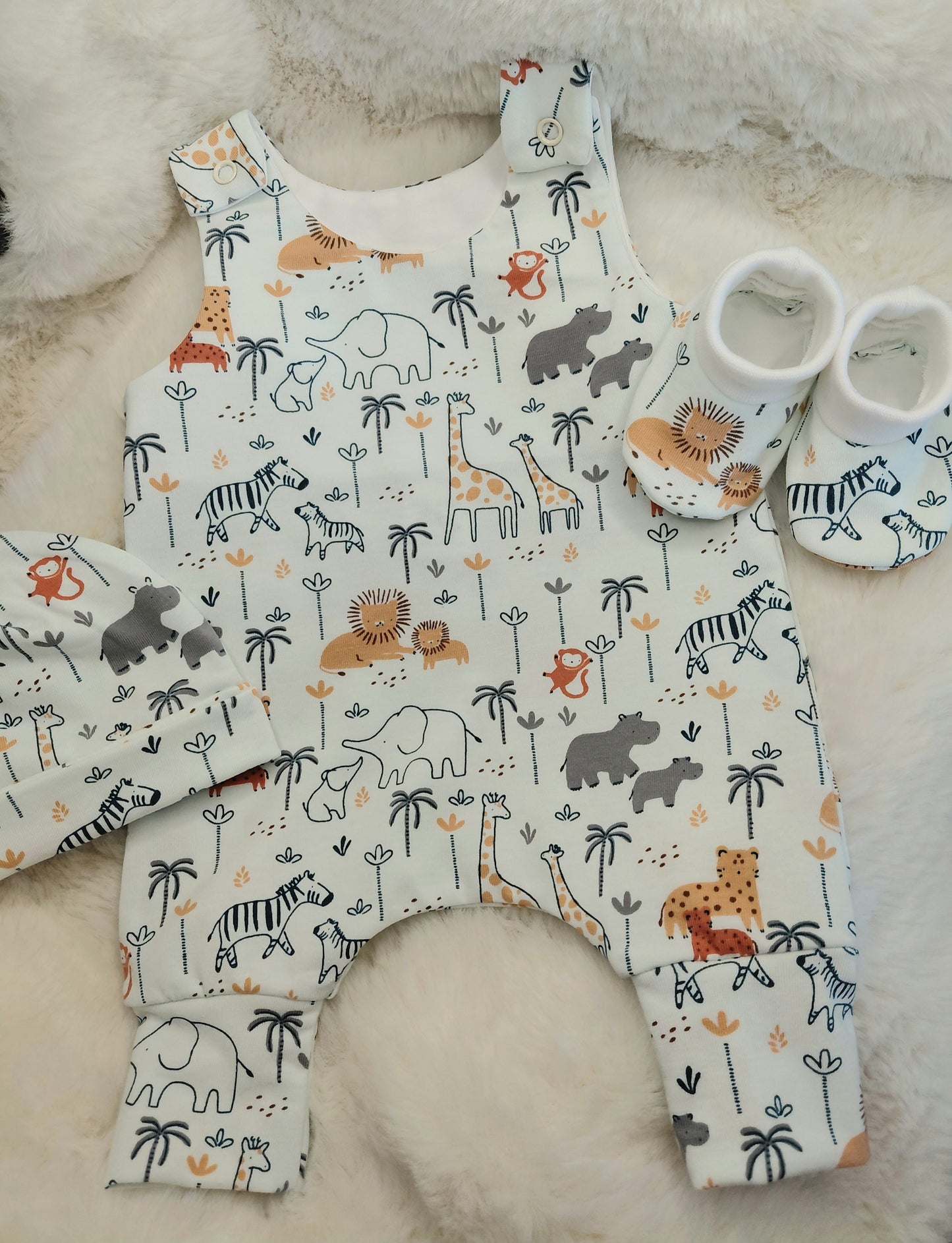 18-19inch Safari Preemie Hareem Romper set