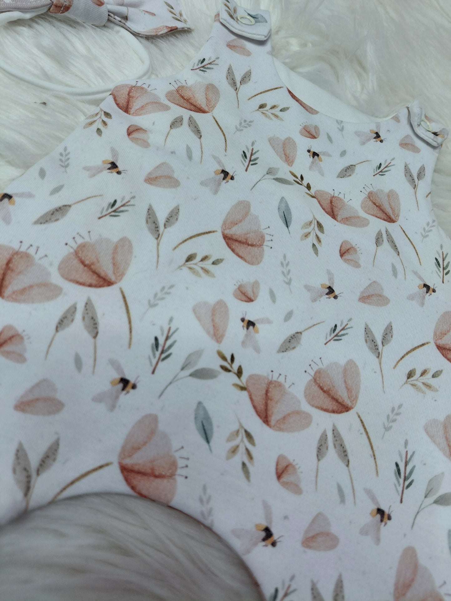 14-15inch Faded poppies Hareem Romper and headband