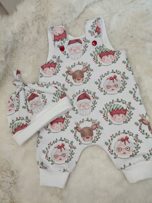 16-17 inch Santa wreath Dungarees & Beanie